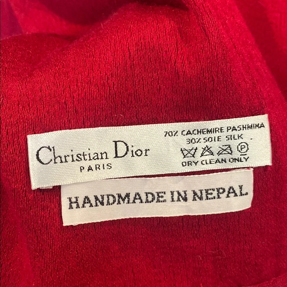Christian Dior Red Cashmere Scarf Shawl